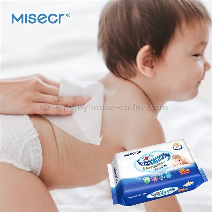 Misecrมิซ ทิชชู่เปียก 80แผ่น ทำความสะอาดผิวเด็ก