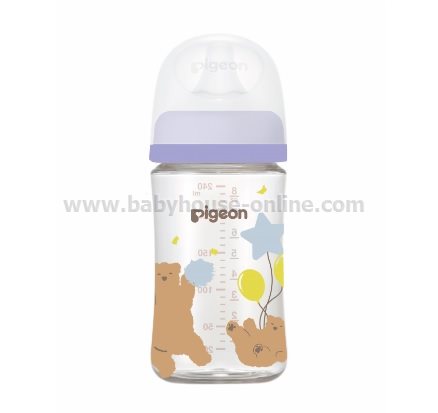 Pigeonขวดนมคอกว้างPPWN 8oz แพค2ใบ ลายกระต่าย-หมี จุกไซส์ M