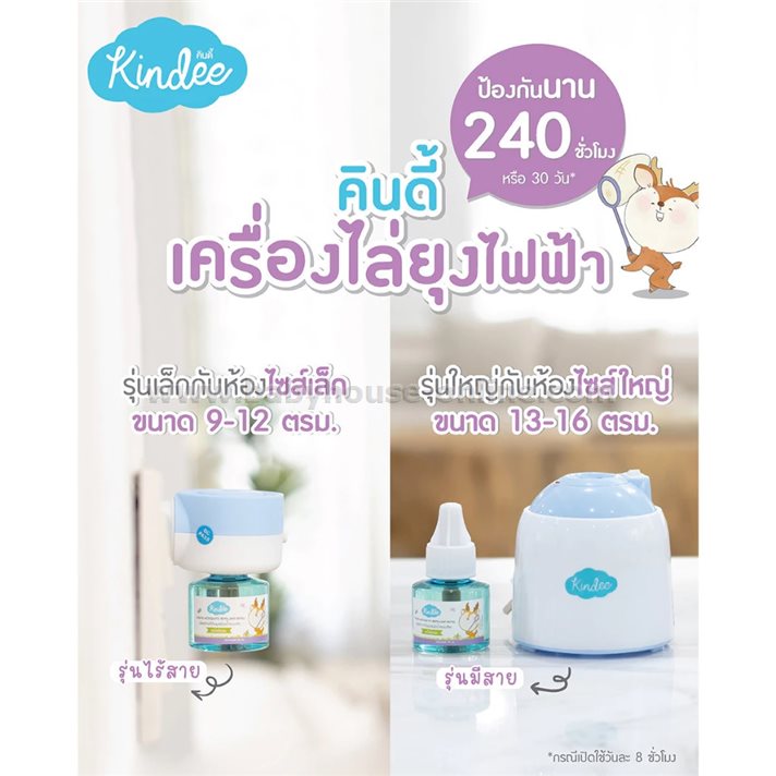 Kindeeเครื่องไล่ยุงไร้สาย+ผลิตภัณฑ์กันยุง ชนิดน้ำแบบเติม กลิ่นตะไคร้หอม 45มล.