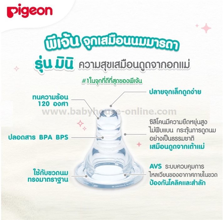 จุกนมเสมือนนมมารดามินิPigeonไซส์ S แพค2ชิ้น