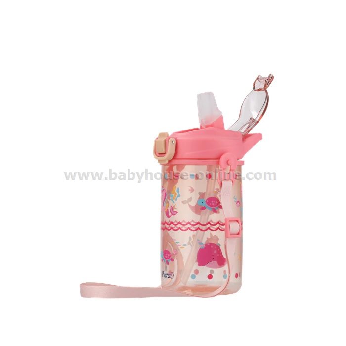 Pureenกระติกน้ำ14ออนซ์หลอดดูดพร้อมสาย Spaceฟ้า-ชมพูMarine