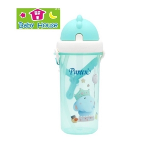 [8850848016884] Pureen กระติกน้ำพร้อมหลอดดูด+สายคล้อง สีฟ้า