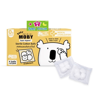 [8859515500039] BabyMobyสำลีก้อนสเตอไรส์ เช็ดตา ขนาด 20 ซอง X 4 ก้อน