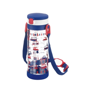 [420280] AQ 450ml กระติกน้ำหลอดดูดสายคล้องคอ Richell สีน้ำเงิน