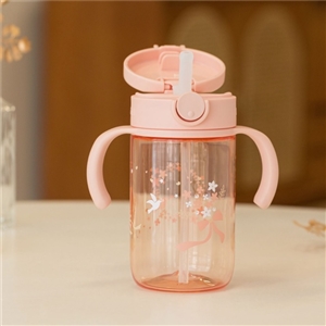 [4945680204460] Richellถ้วยหัดดูดAxstar320ml ถ้วยกันสำลักมีแขนจับ สีชมพู