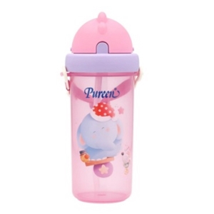 [8850848016884] Pureenกระติกน้ำพร้อมหลอดดูด+สายคล้อง สีชมพู