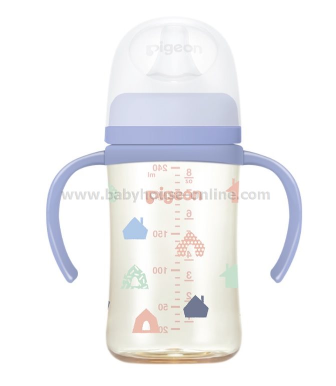 ขวดนมคอกว้างPPSU 8oz Pigeon พร้อมแขนจับ