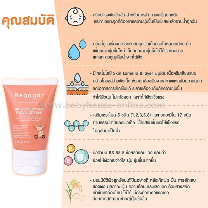Regagar Baby Facial Cream30mlครีมบำรุงผิวหน้า ลดผดผื่นเด็ก