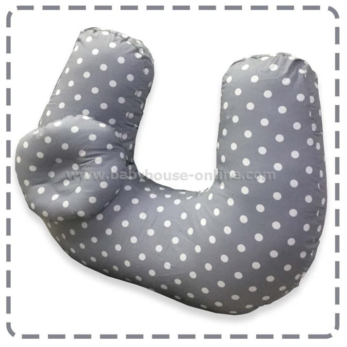 โปรส่งฟรี หมอนรองให้นมลูก สีเทาจุด Palm&Pond