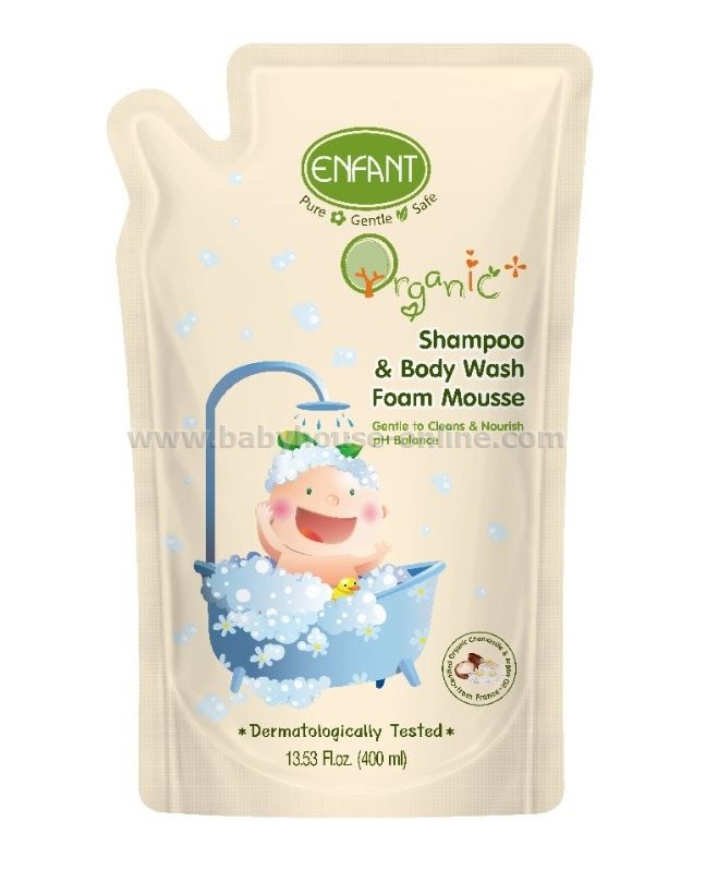 Enfant Refill โฟมอาบสระอองฟอง 400มล.Shampoo&Body Wash Foam Mousse