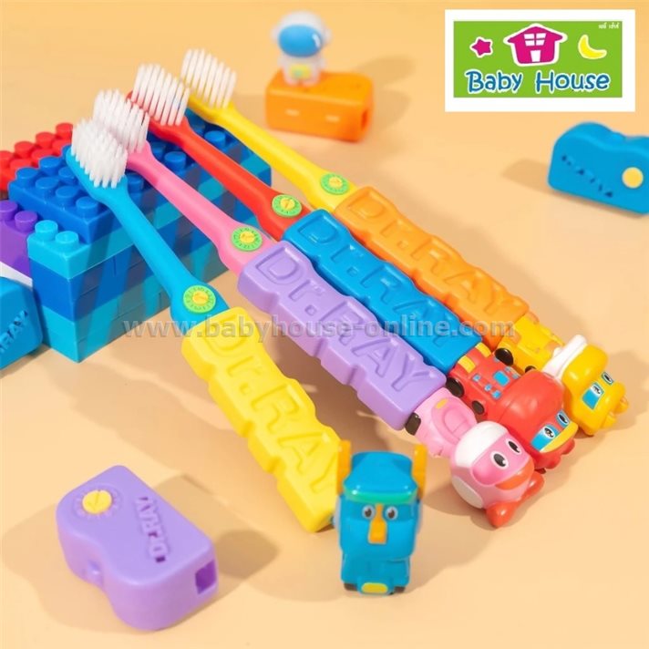 Dr.Rayแปรงสีฟันเด็ก3-7 ปี หัวตุ๊กตาไดโนเสาร์ No.D77